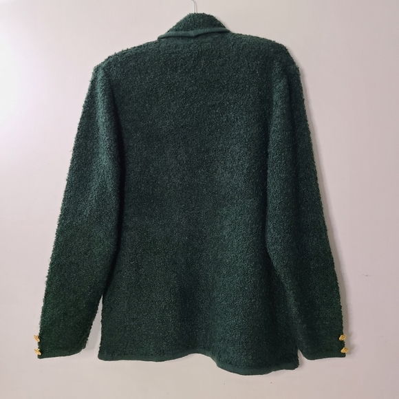 Traditions women's vintage green open poodle knit  cardigan, Sz M (PTP 21") - Picture 2 of 8
